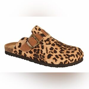 Calistoga Women's Mule Clog Shoes Sundae Slip On Closed Toe Leopard print